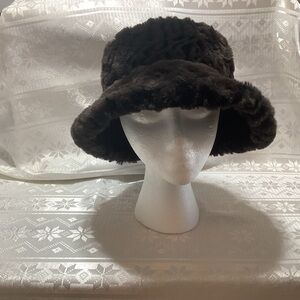 Pleasant Pheasant Faux Fur Bucket Hat Brown